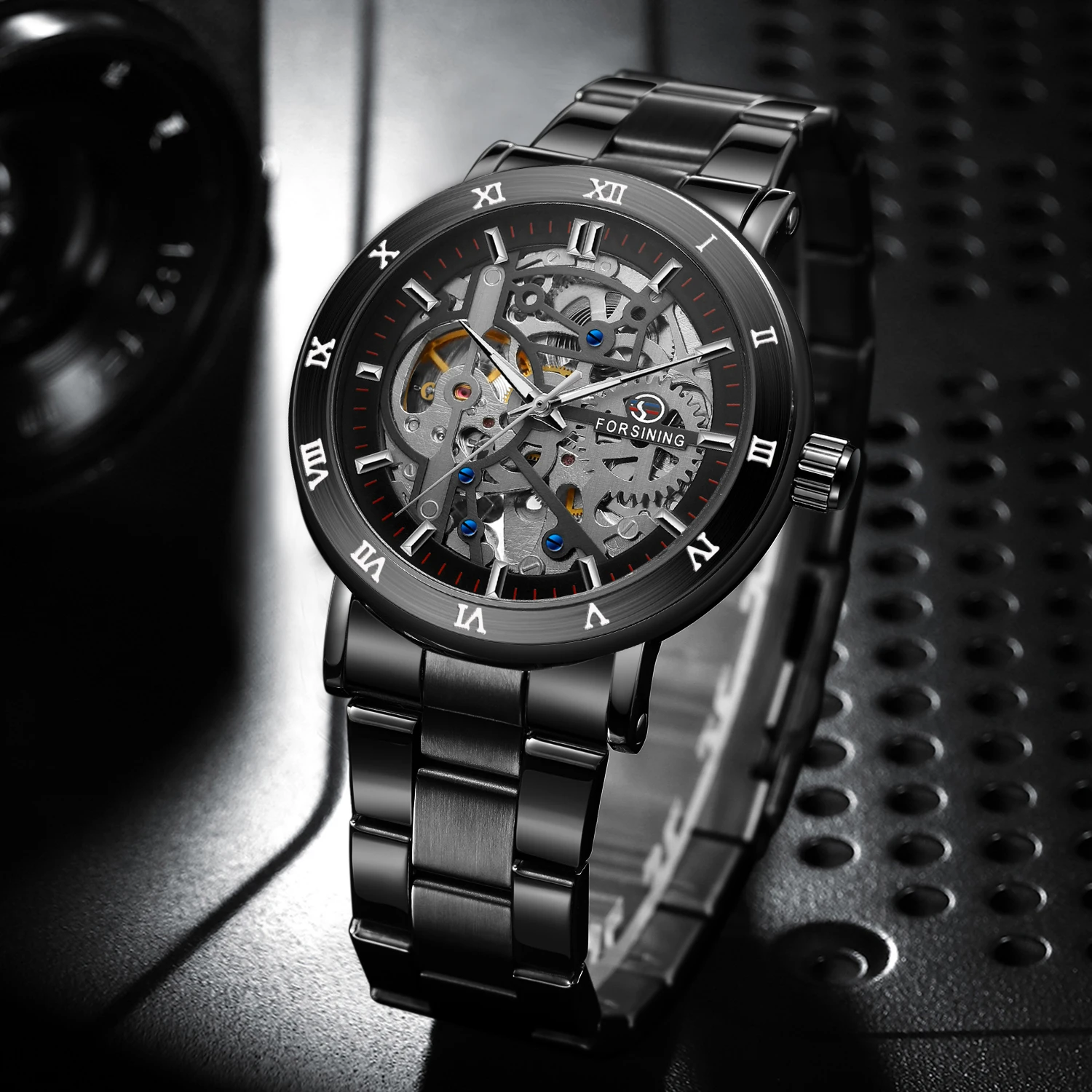 

Forsining Official Automatic Mechanical Skeleton Watch Men Stainless Steel Skeleton Luminous Hands Military Business Waterproof