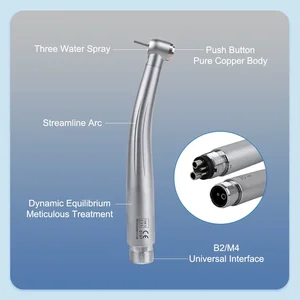 Hochgeschwindigkeits-Handstück, Standardkopf, Knopf, drei Wasserspray, E-Geschlecht, Luftturbine, 2 Löcher, 4 Löcher, Zahnarztwerkzeuge 6 Hauptumsatz hohe Rotation LED - №4