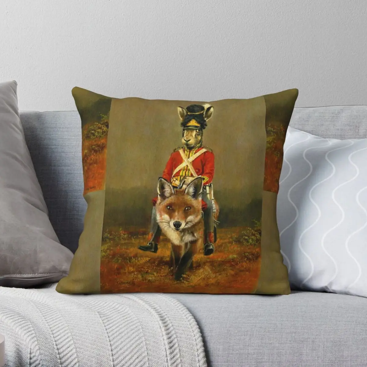 Hare And Fox Cavalry Square Pillowcase Polyester Linen Velvet Creative Zip Decorative Throw Pillow Case Home Cushion Cover 18