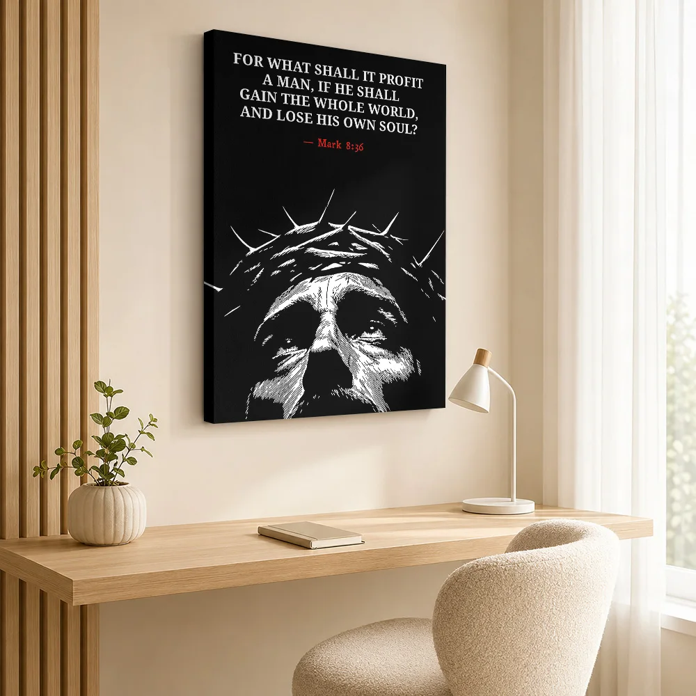 Crown of Thorns and Bible Verse Framed Canvas Poster Custom Modern Aesthetic Wall Art for Office Decor Ready to Hang Home Gift