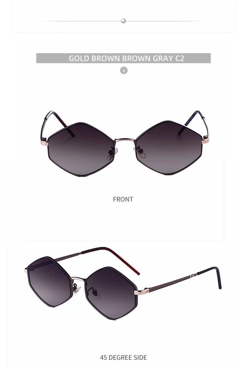Kleine Rahmen Hexagon Punk Sonnenbrille Frauen 2026 Luxus Marke Vintage Retro Polygon Sonnenbrille Für Damen UV400 Schutz Shades – Detail 16
