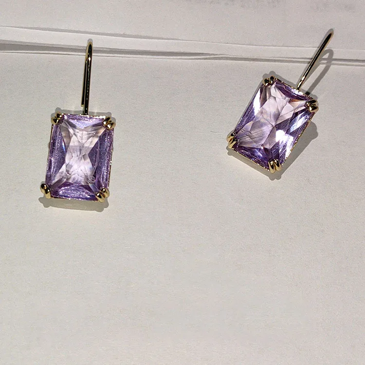 Jewelry European and American Exaggerated Fashion Simple Color Rhinestone Earrings Square Popular Ear Hook Earrings Female
