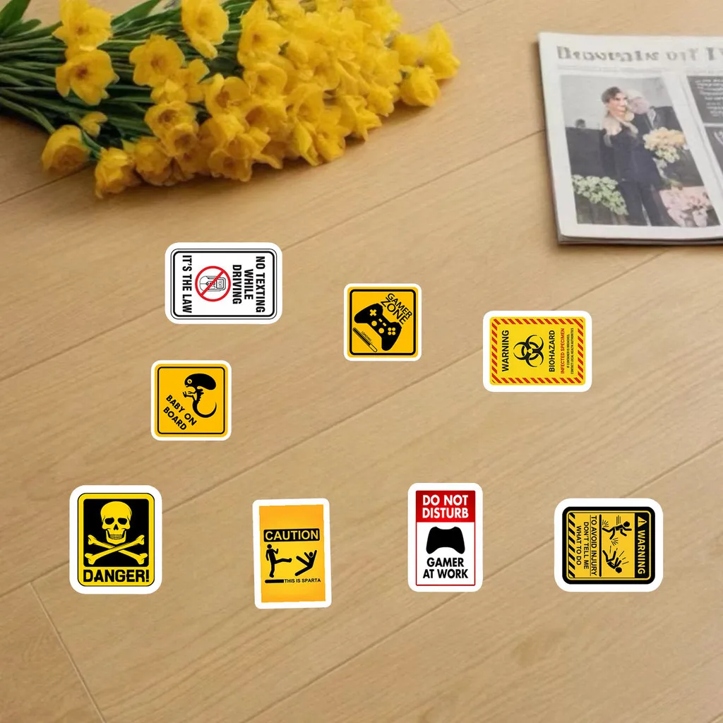 50 Stück kreative Warnschild-Aufkleber – Graffiti-Stil, wasserdicht für Handyhülle und Notebook-Dekoration, AnimeWorlds Store