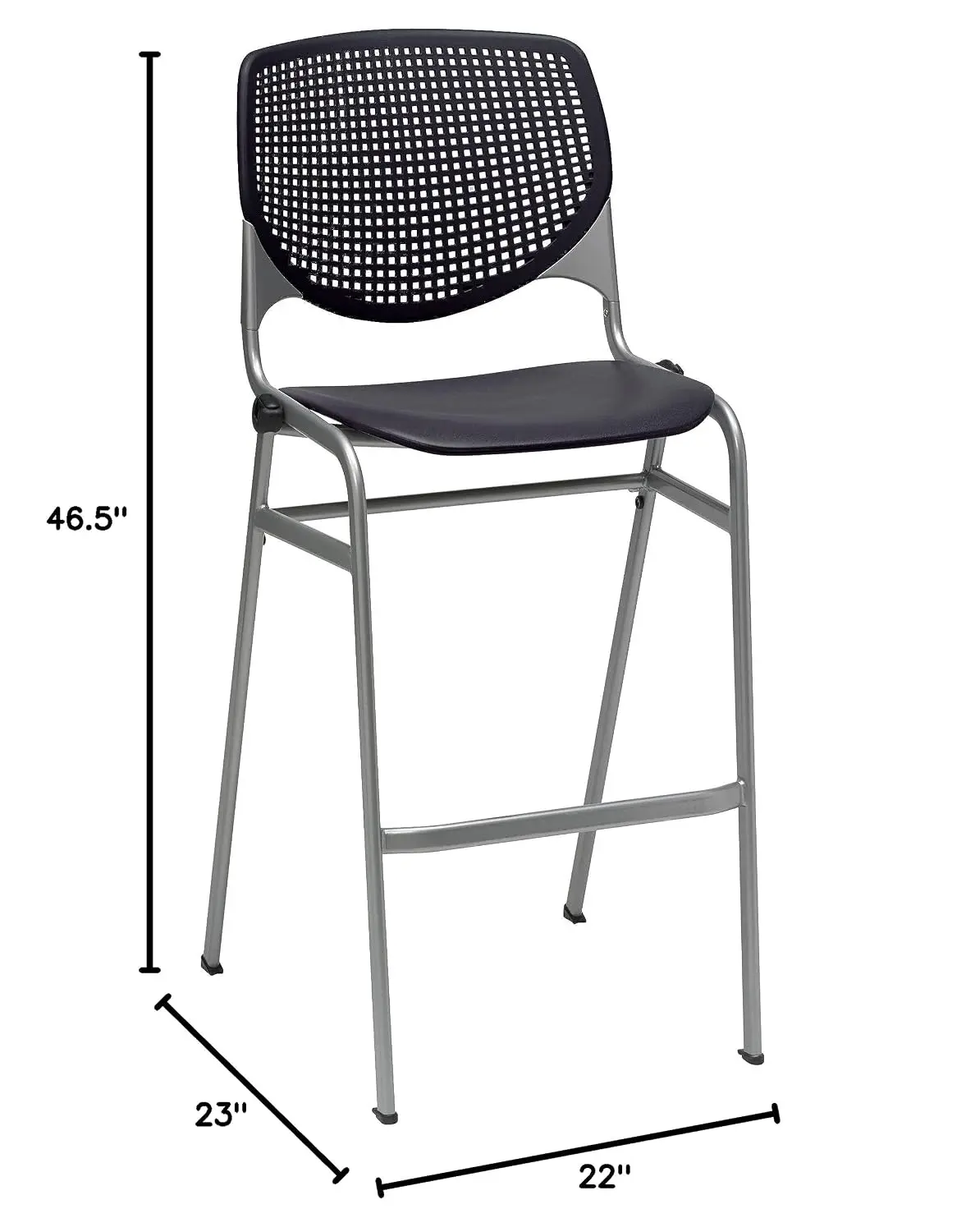 Barstool Black Metal Frame Counter Height Bar Chair, Customized - view 2