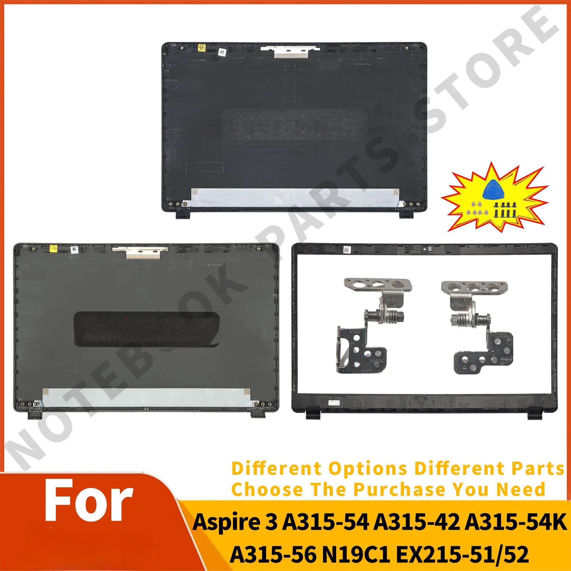 

New Parts For Aspire 3 A315-42 A315-42G A315-54 A315-54K A315-56 N19C1 AP2ME000601 Back Cover Bezel Hinges Black/Gray 15.6 In