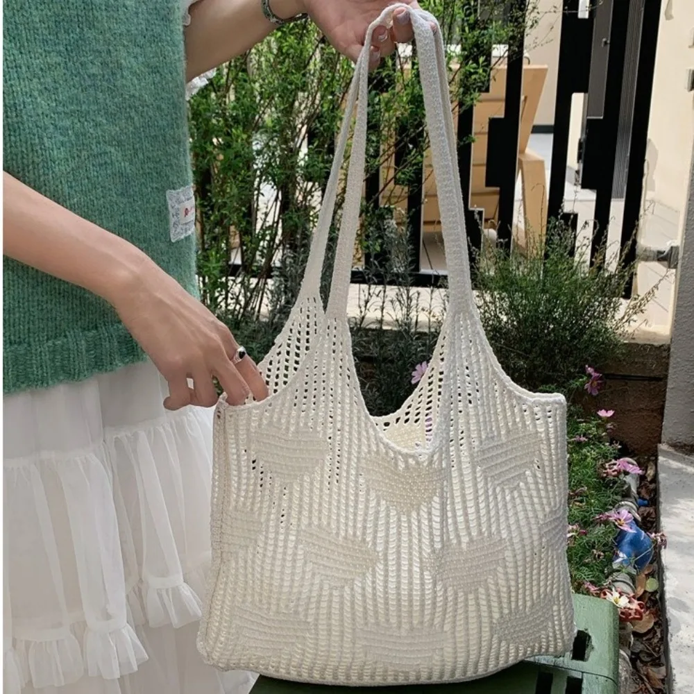 

Вязаная сумка через плечо с сердечком в богемном стиле, большая вместительная тканая сумка для покупок, пляжная сумка, многоразовая сумка для продуктов