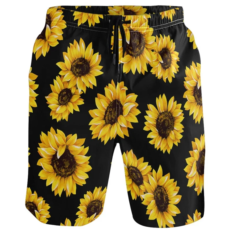 3D-Druck Pilz Sonnenblume Strand Shorts für Männer im Freien lose Straße kurze Hosen lässige Badehose Sommer Boards horts