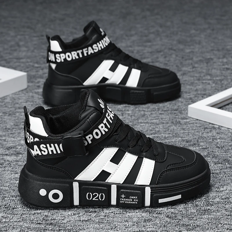 

Parent-child High Top Children's Sports Shoes New Autumn Style for Boys Students Black Board Shoes Spring Summer Casual