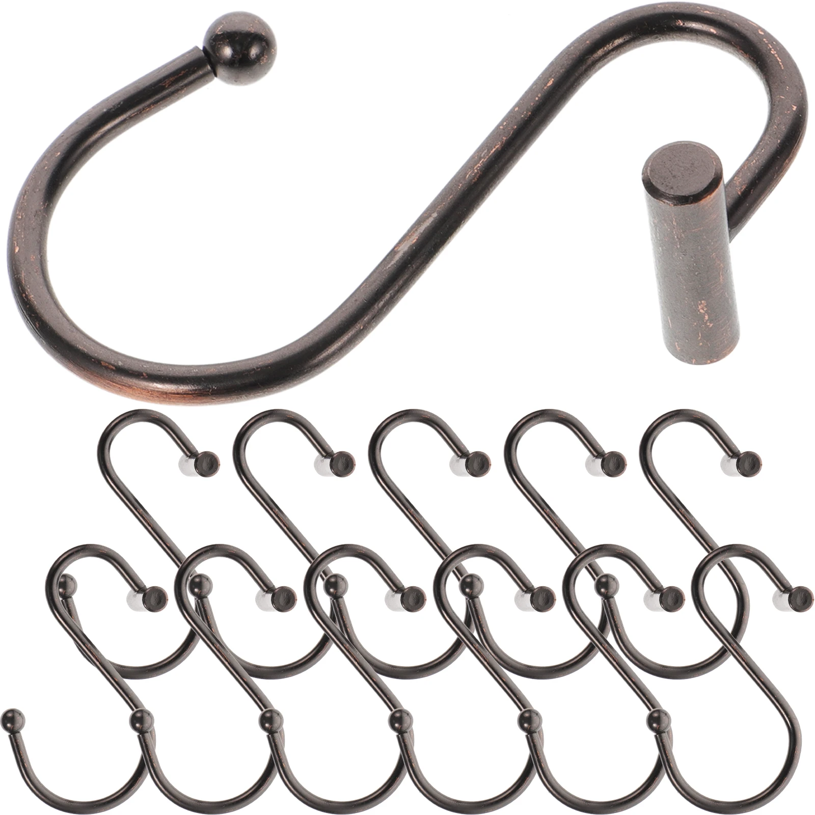 

12pcs Shower Curtain Hooks Iron Drapery Hanging C Shaped Bathroom Accessories Red Bronze Metal Hardware