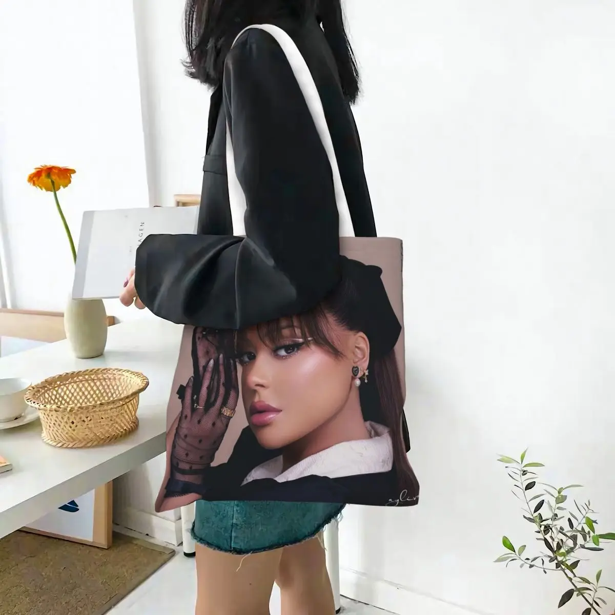 Music Singer Ayliva  Shopping Bags Canvas The Tote Bag Folding for Women Shoulder Tote Travel Handbag