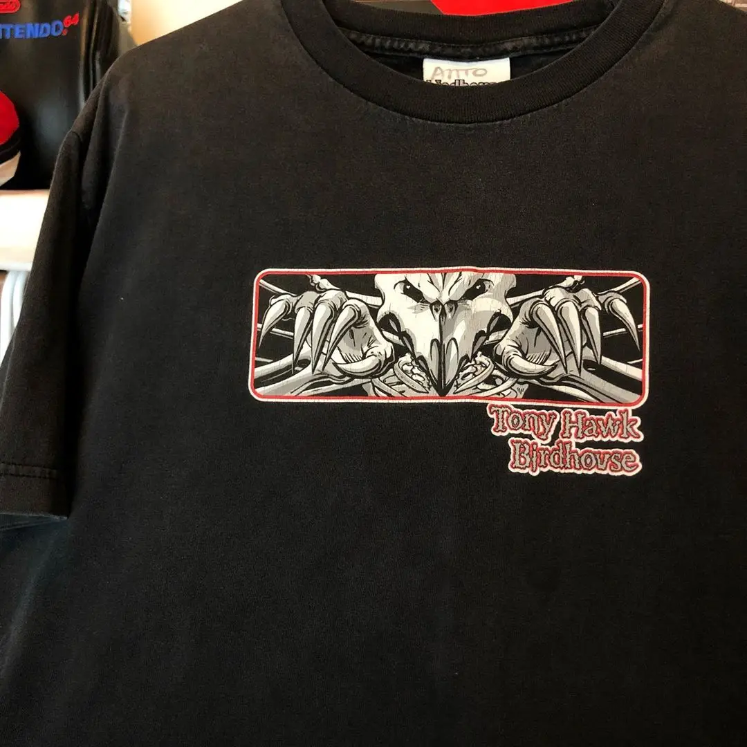 Tony Hawk Birdhouse-Camiseta de gran tamaño para hombre, camiseta de algodón puro con estampado de monopatín, Top informal transpirable