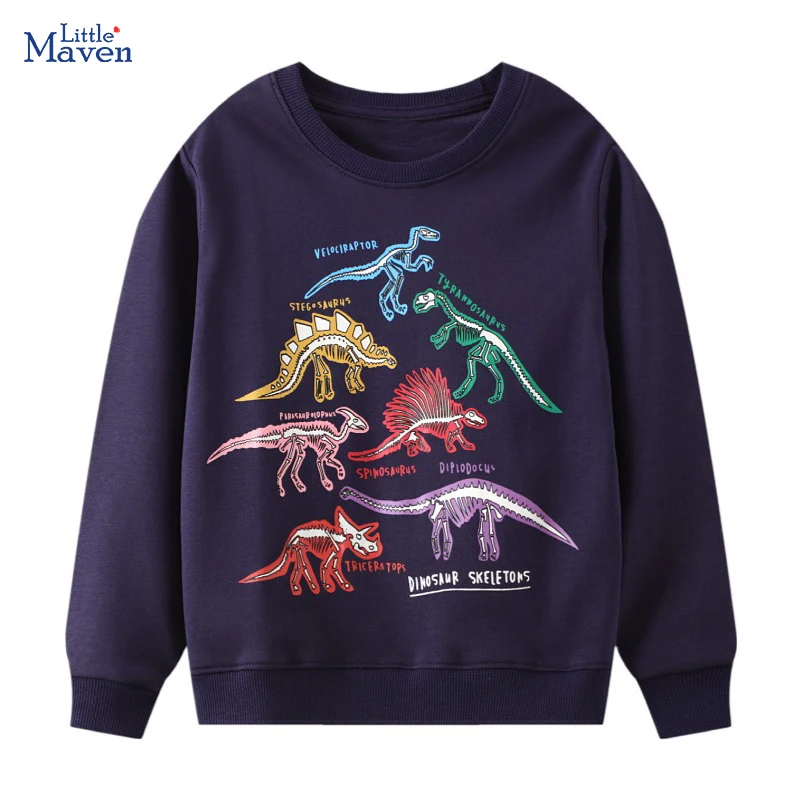 

Little maven Kids Clothes Boys Luminous Dinosaur Sweatshirt Cotton Soft and Comfort Tops Cartoon Dinosaurs hoodie Kids 2-7year