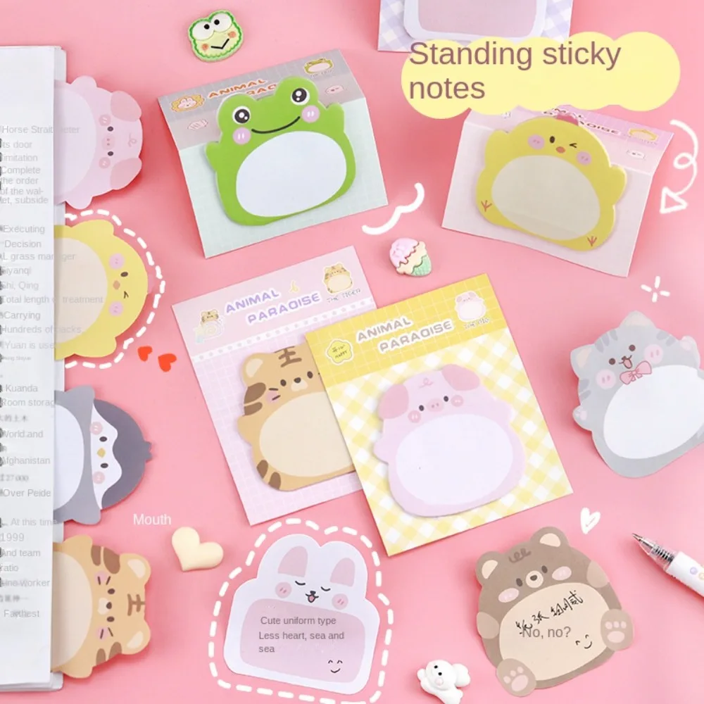 20 Sheets/pack Cute Cartoon Animal Sticky Notes Tiger Penguin Rabbit Bear Pig Adhesive Memo Pads Self-Stick Notes