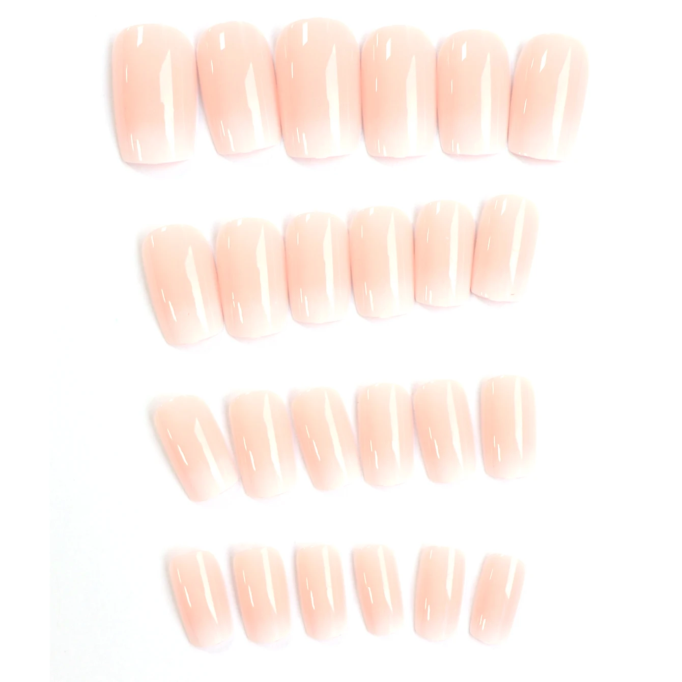 24 ชิ้น - เล็บปลอมทรงสี่เหลี่ยมไล่ระดับสีชมพูเรียบง่ายและสง่างามแฟชั่นประณีตชุดเพ้นท์เล็บไวท์เทนนิ่งและเล็บปลอมแบบถอดได้ f