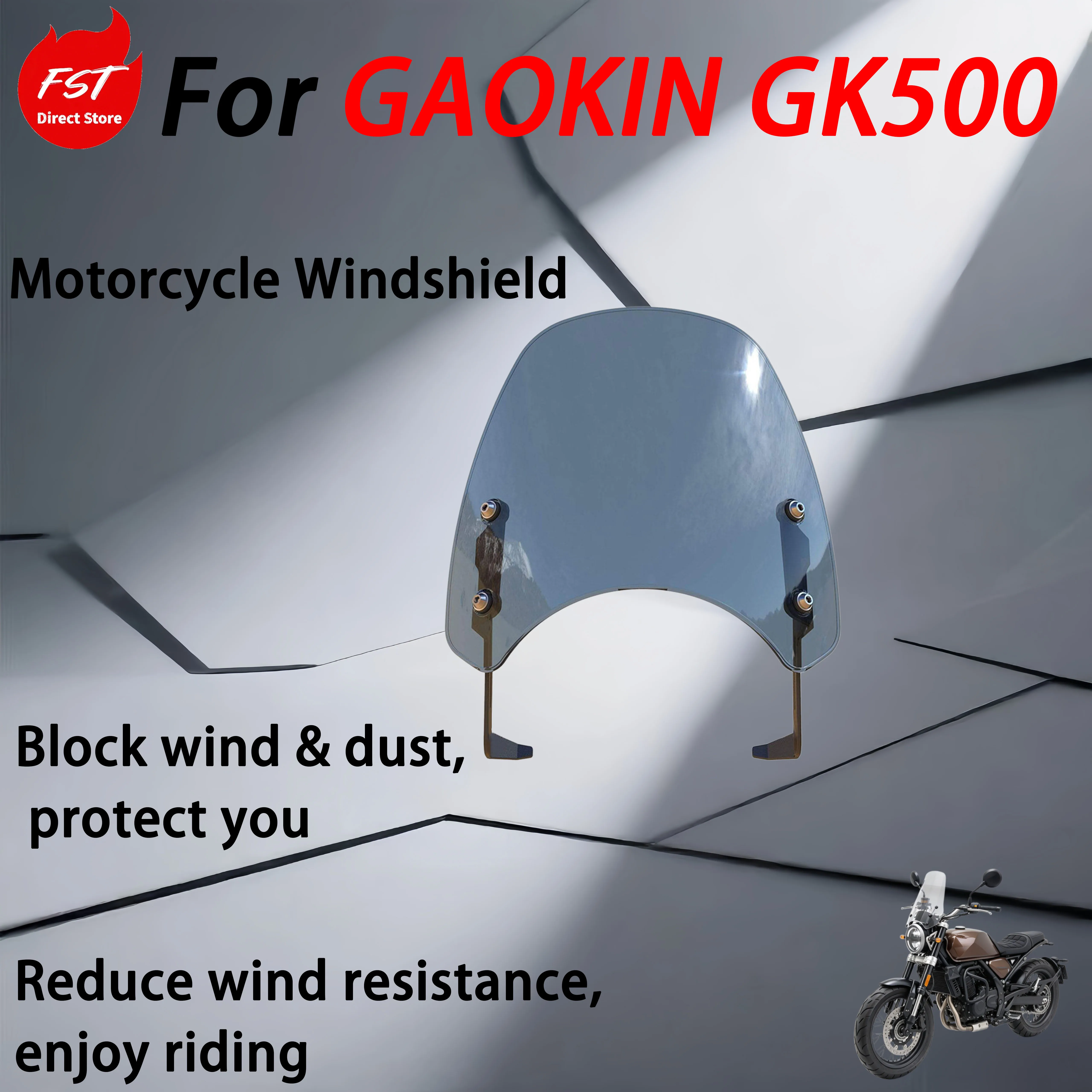 For GAOKIN GK500 Special modification accessories - Front windshield - Retro small windshield - Windshield glass