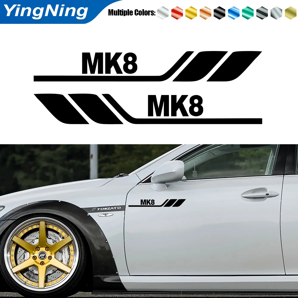 

2pcs Car Side Reflective Sticker Car Decorative Bumper Leaf Plate Door Vinyl Decal Sticker For VW Volkswagen MK8 Accessories