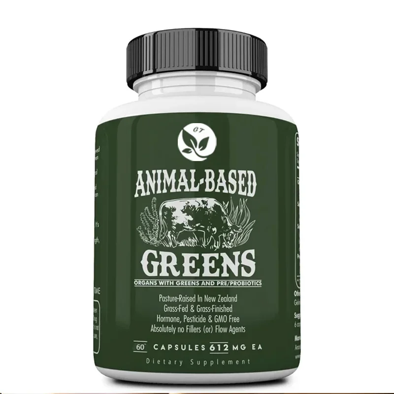 Organic Superfood Green and Red Mixture, Containing Spirulina, Chlorella, Grass Fed Beef Organs, and Probiotics