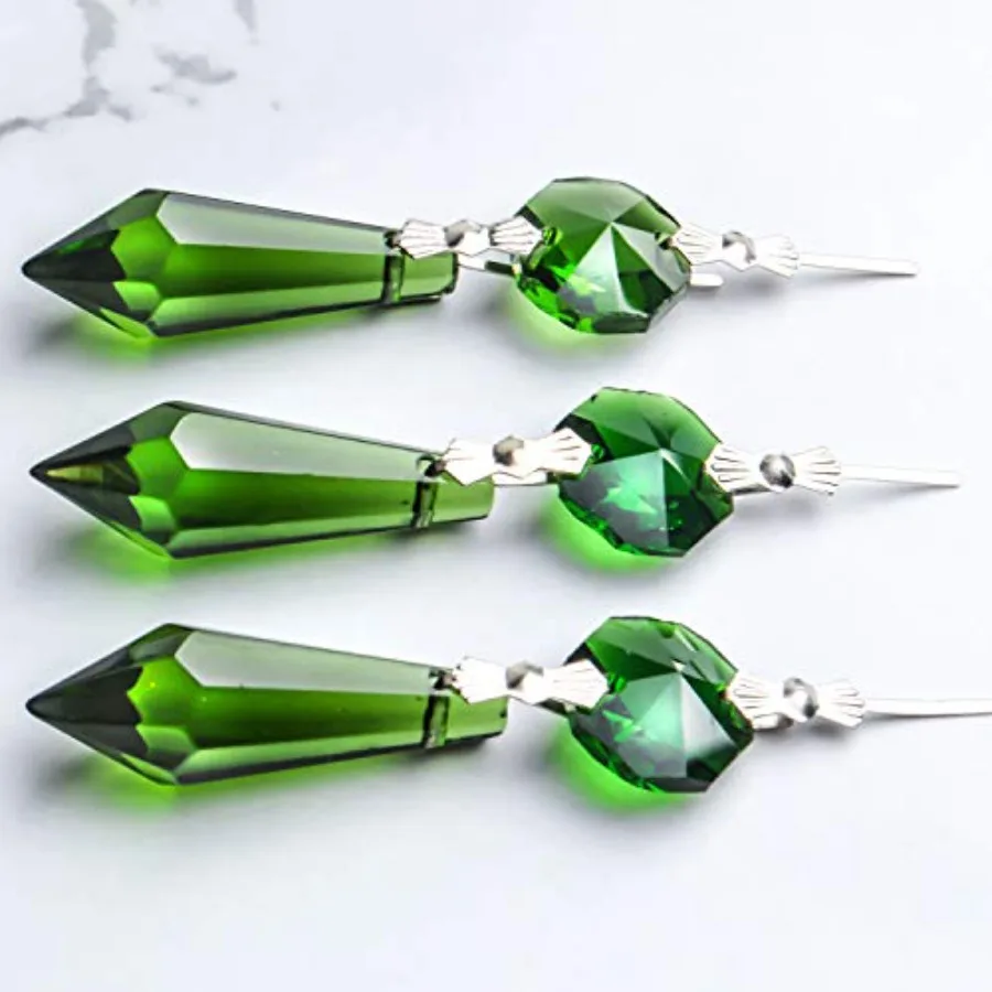 20 Pieces Chandelier Icicle Crystal U-Drop Prisms Lamp Parts Glass Pendants Beads for Wedding, Party or Holiday Decoration, 37m