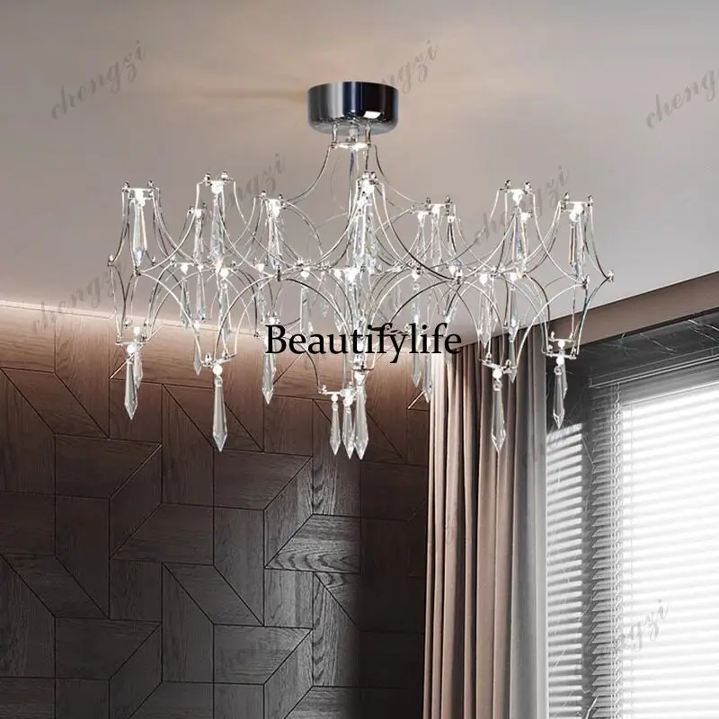 Living room crystal ceiling lamp villa bedroom dining room home creative high sense art modern hall chandelier
