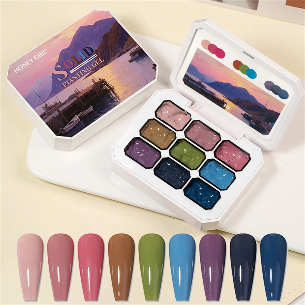 1pc 9 Color Gradient Painting Gel Nail Polish Nail Art Gradient Color DIY Design Gel Quick Flower Paint Engraving Nail Salon Gel