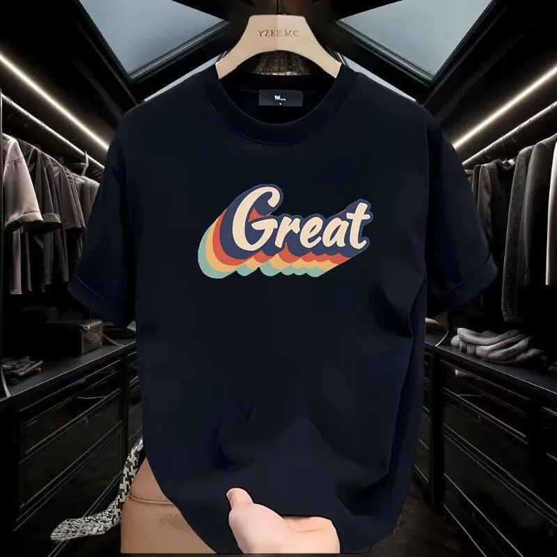 

Loose Fit Men's T-irt ort Sve Pure Cotton Base Layer Summer Faion Brand Station Oversize irt Haome Top