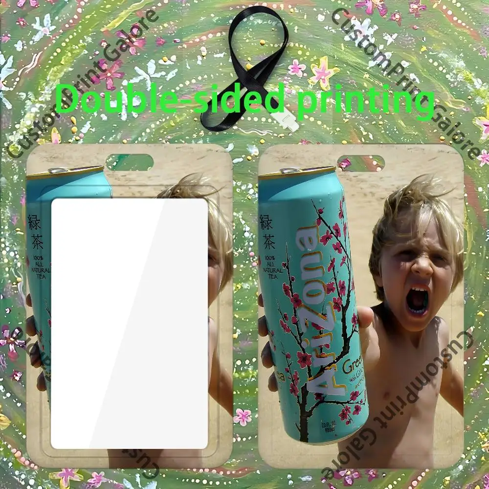 A-Arizona T-Tea 2000s Custom ID Card Sleeve Clear Holder Print Logo For Staff Name Tag Horizontal Vertical - view 6
