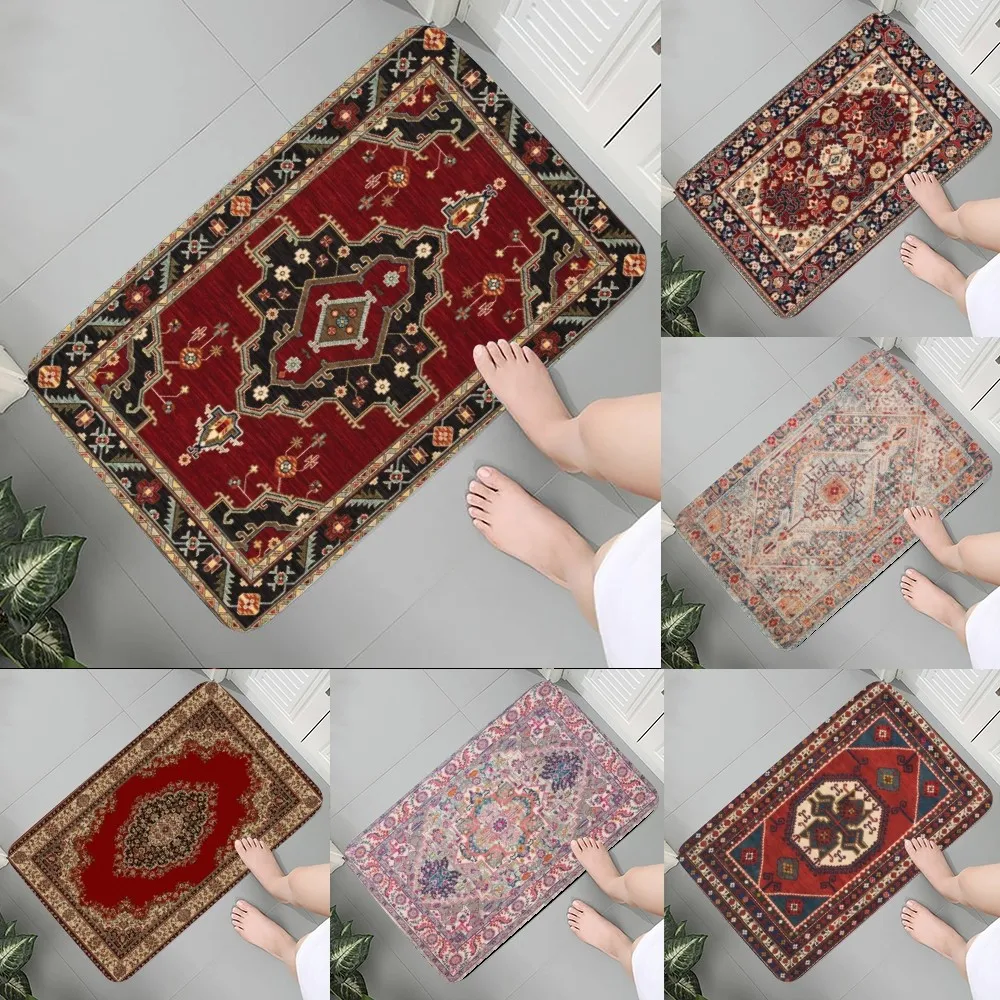 Moroccan Ethnic Decorative Floor Mat Graphic Printed Flannel Doormats for Bathroom Kitchen Entrance Carpet Home Decor