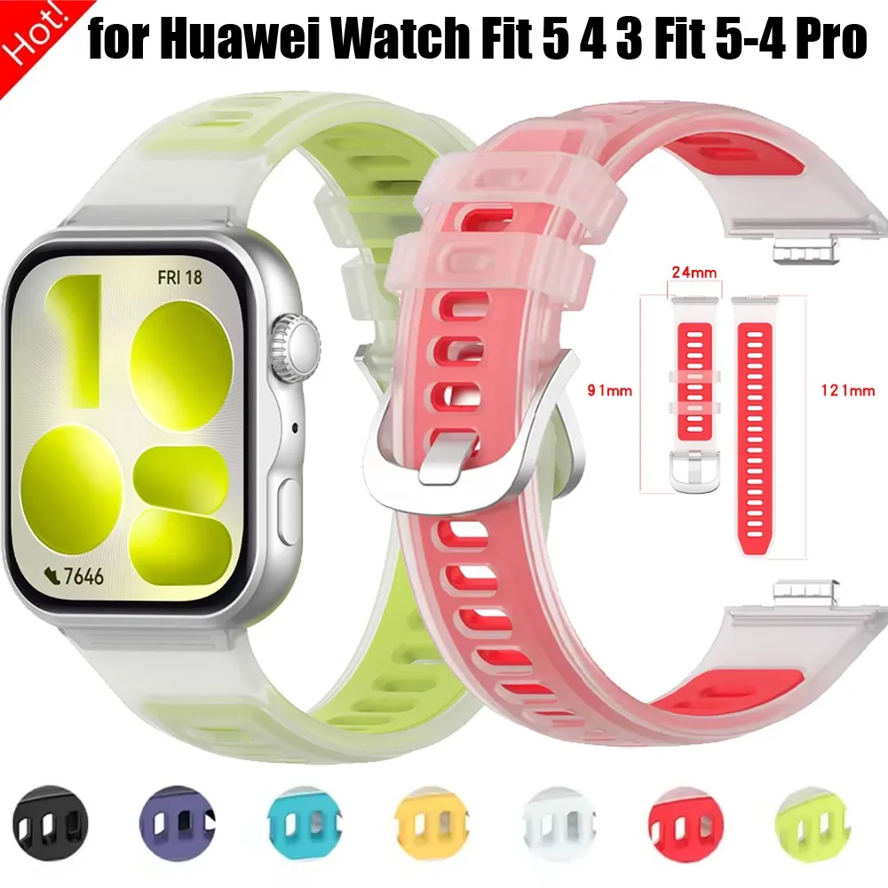 Durchscheinendes Silikonarmband für Huawei Watch Fit 5 4 3 Komfortables Armband für Huawei Watch Fit 5 Pro Fit 4 Pro Austauschbar