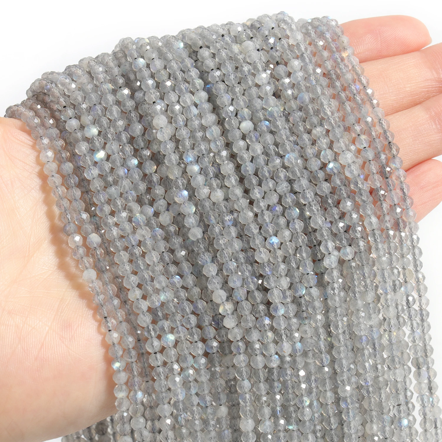 Großhandel facettierte Natursteinperlen, facettierter Amazonit, Aquamarin, Opal, Labradorit, lose Distanzperlen für die Schmuckherstellung, 2, 3, 4 mm – Detail 10
