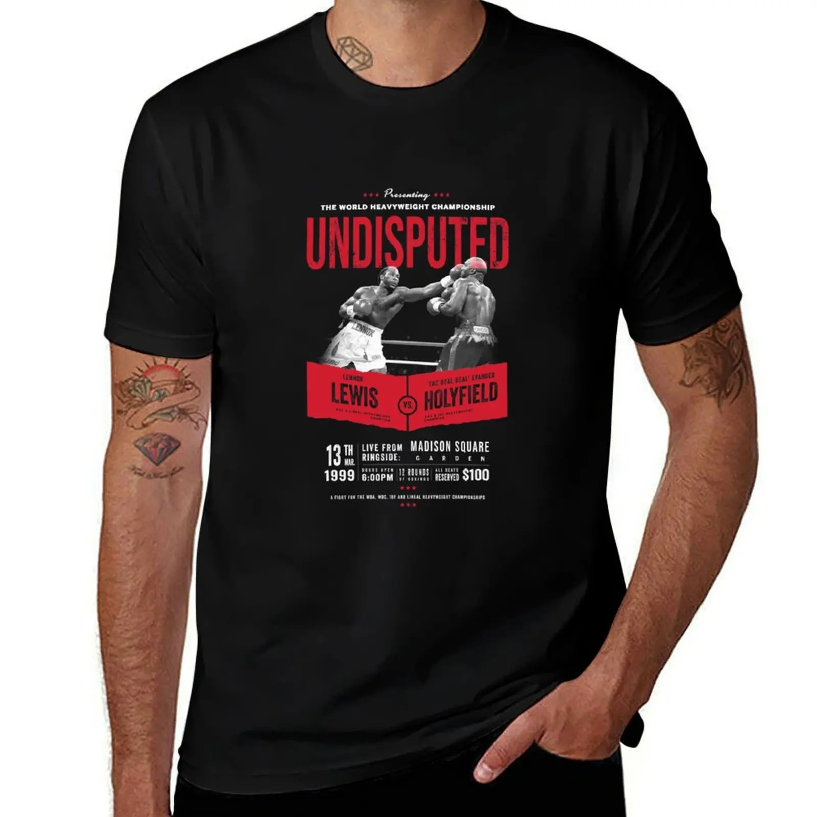 Lewis vs Holyfield Undisputed Boxing T-Shirt Art Pattern Printed Casual Top T-Shirt