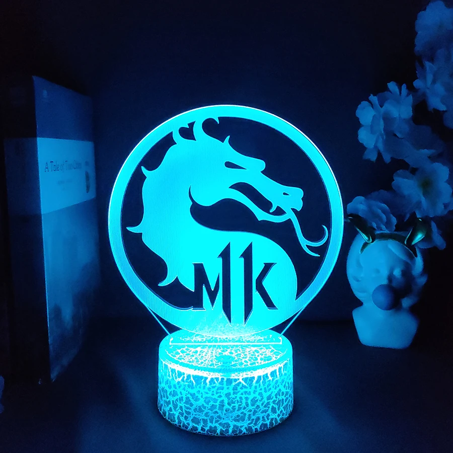 Game Mortal Kombat 11 Logo Night Light LED Touch Sensor Colorfu Dragon Nightlight for Kids Child Bedroom Decor Gift Table Lamp