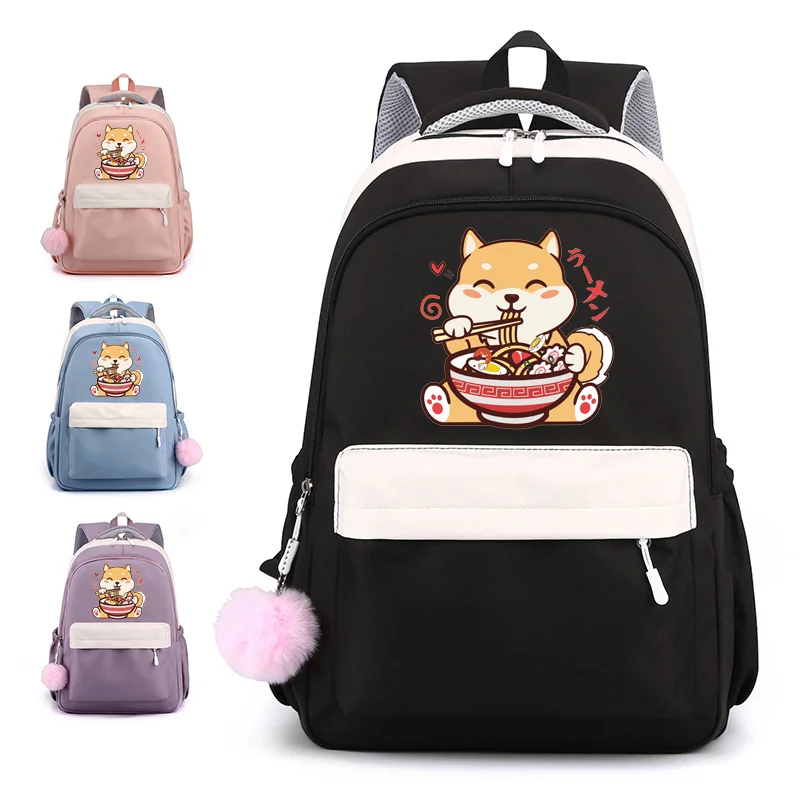 Nueva mochila bonita con diseño de Shiba Inu Harajuku, mochila escolar para niñas y niños, mochila con cremallera de alta calidad, mochilas de Anime Shiba Inu