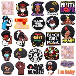 Black Girl Magic Shoe Charms accessori supporto in PVC donne infermiere scarpe fibbia decorazione Fit Kids Party regali di natale