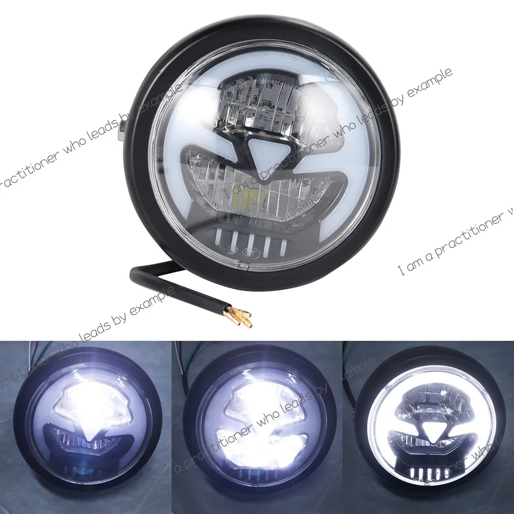 For Harley Motorcycle Headlight Vintage Lights Universal Vintage Motorcycle LED Daytime Aperture Headlight Headlight