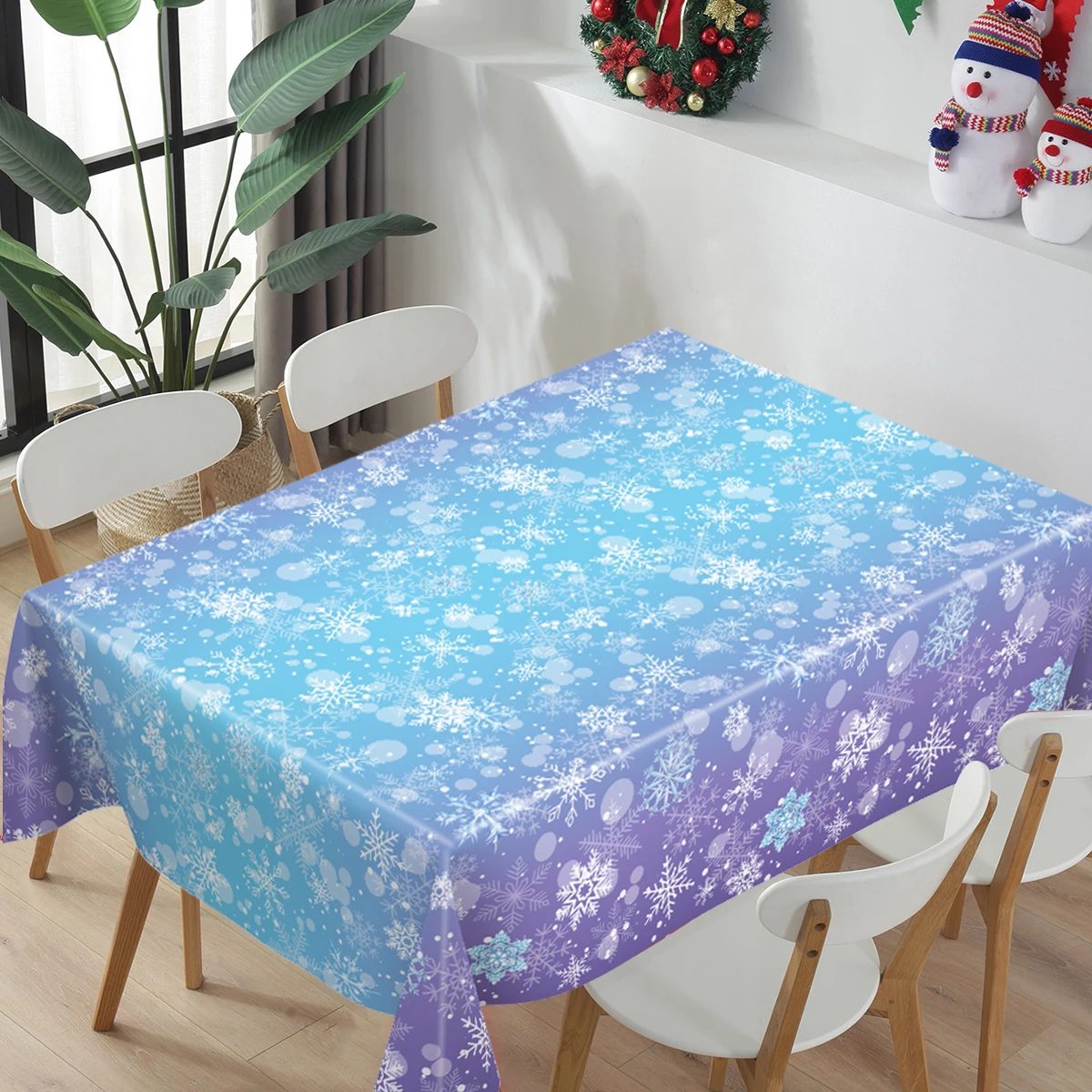 Christmas Snowflake PE Tablecloth Merry Christmas Decor For Home 2024 Xmas Dining Table Cover Navidad Natal Noel  New Year 2025