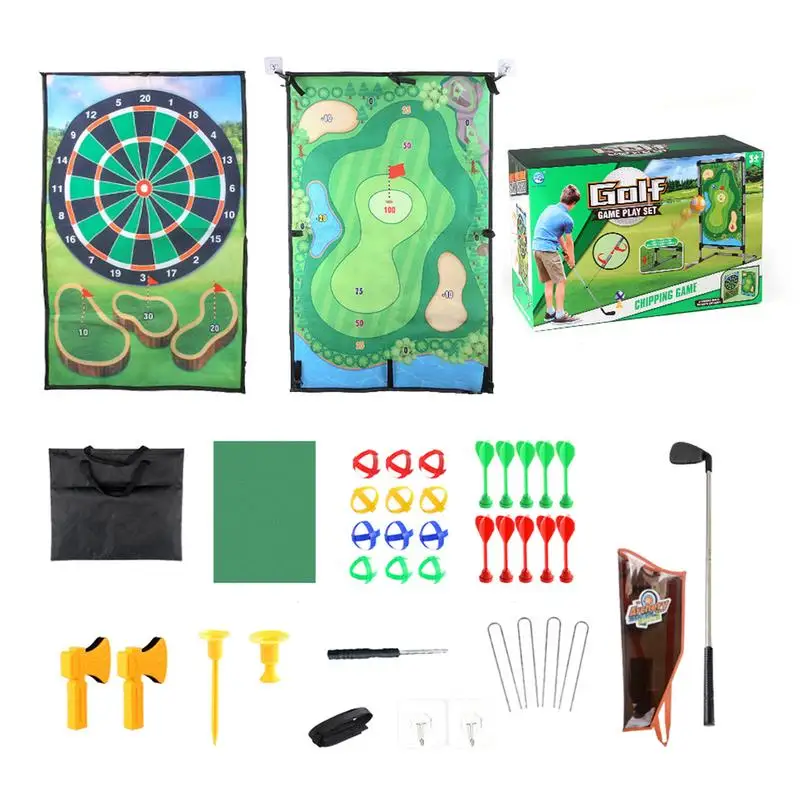 

Chipping Golf Game Mat Double-Sided Large Practice Mat Golf Training Dart Board Mat Stick Chip Game For Home Backyard Garage