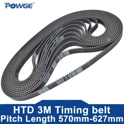POWGE HTD 3M Timing belt Lp=570 573 576 579 582 585 588 591 594 597 600 603 606 609 612 615 618 621 624 627 Width 6-30mm Rubber
