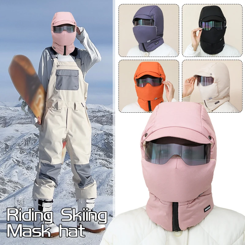 Inverno quente ciclismo boné dos homens da bicicleta da motocicleta balaclava à prova de vento esportes cachecol veludo capa facial feminino chapéu de esqui com óculos