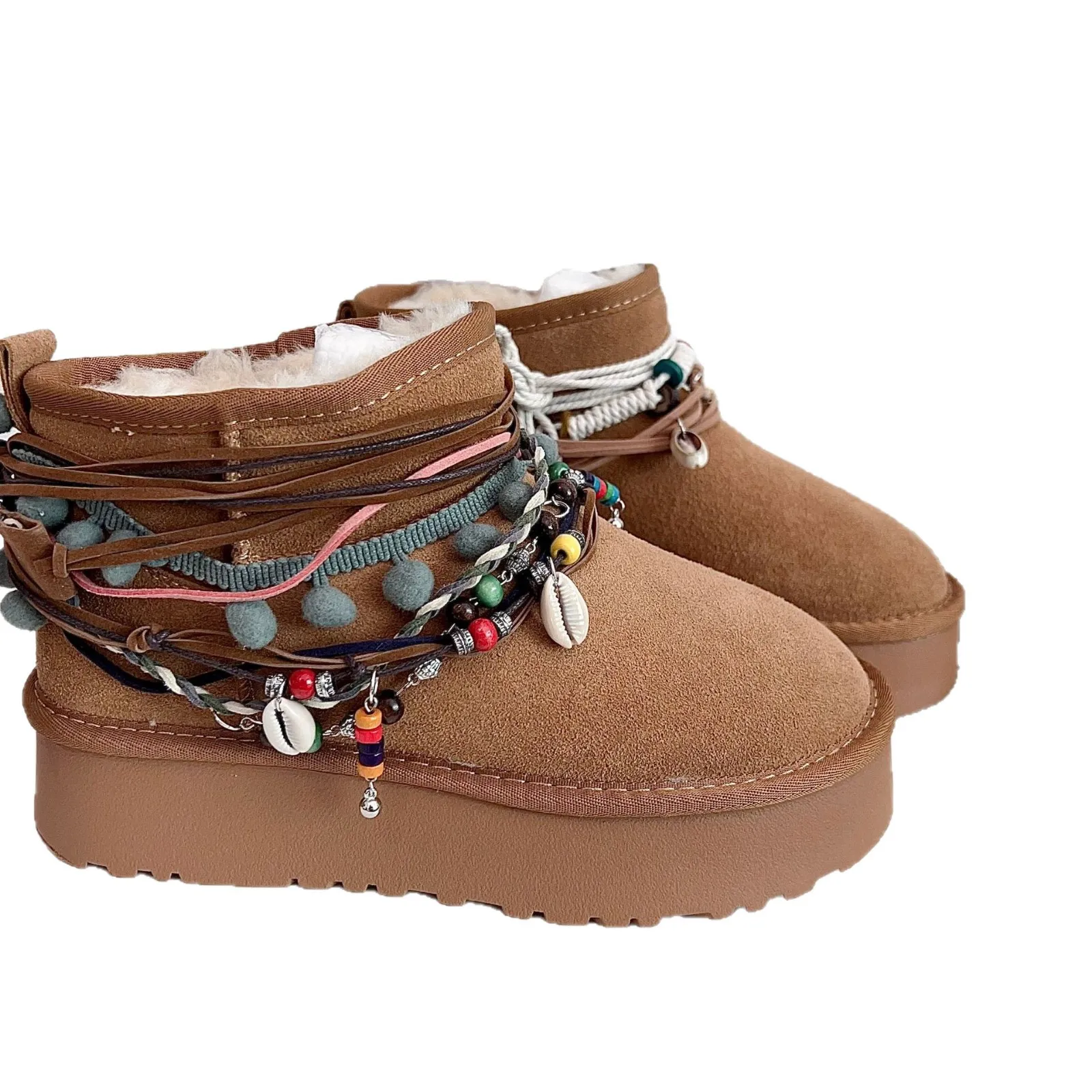 Shoe Flower Snow Boots Decorative Chain Maillard Ethnic Romantic Su Martin Boots Snow Boots Decorative Beaded Shoe Buckle Chain