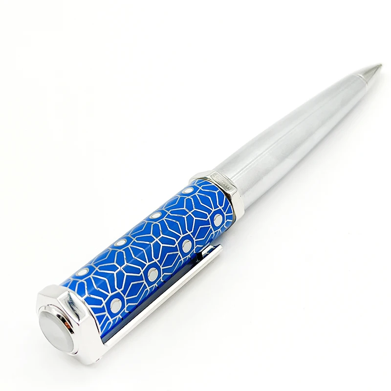 Imagem -04 - Yamalang-luxo ct Pen e Abotoaduras com Blue Barrel Snow Flower Pattern Metal Esferográfica com Número de Série