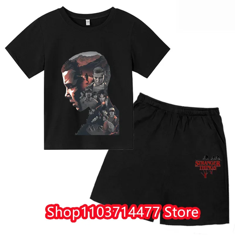 Boy Stranger Faces T-Shirt - GIFT BOX SET STRANGER ELEVEN THINGS HORROR DVD girl Short Sleeves T Shirt suit