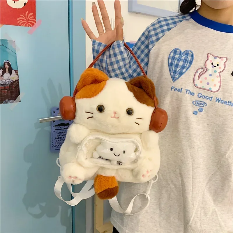 Cute Plush Bear Otter Doll Backpack Cartoon Style Women's Shoulder Bag Medium Hardness Daily Use Zipper Opening Mobile Phone Bag