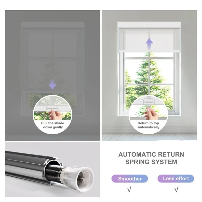 Wholesale 5%Openness Texture Woven Fabric Smooth System Uv Protection Manual Cordless Roller Shades For Built In Living Room