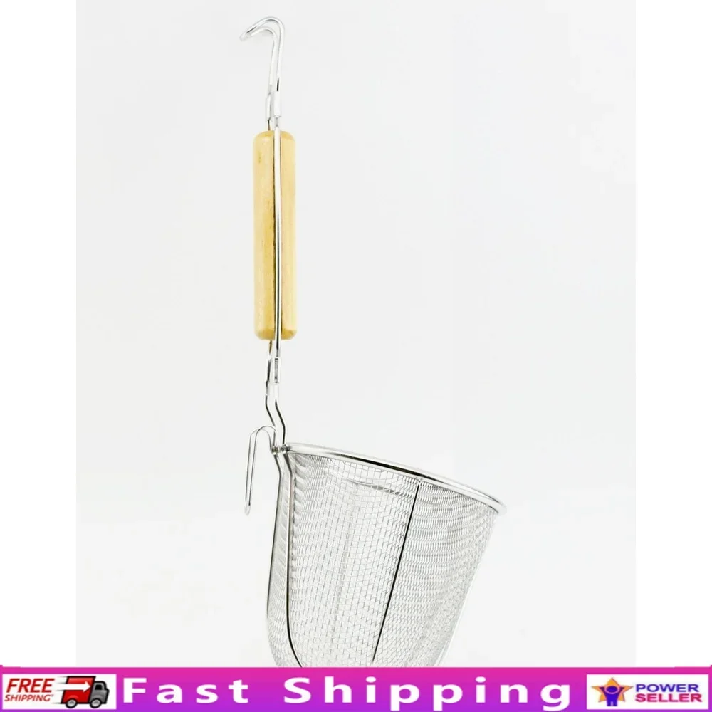 

Large Stainless Steel Wok Strainer Colander Frying Basket Rinsing Boiling Frying Dumplings Pasta Fries