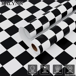 Checkered Contact Paper Peel and Stick Black White Wallpaper Self Adhesive Waterproof Decorative Vinyl for Kitchen Walls Sticker