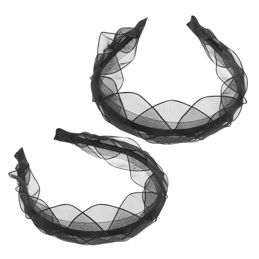 

2 шт., черные сетчатые ленты для волос, модный дизайн с лепестками, эластичная повязка на голову для женщин и девочек, ретро нарядный аксессуар для волос