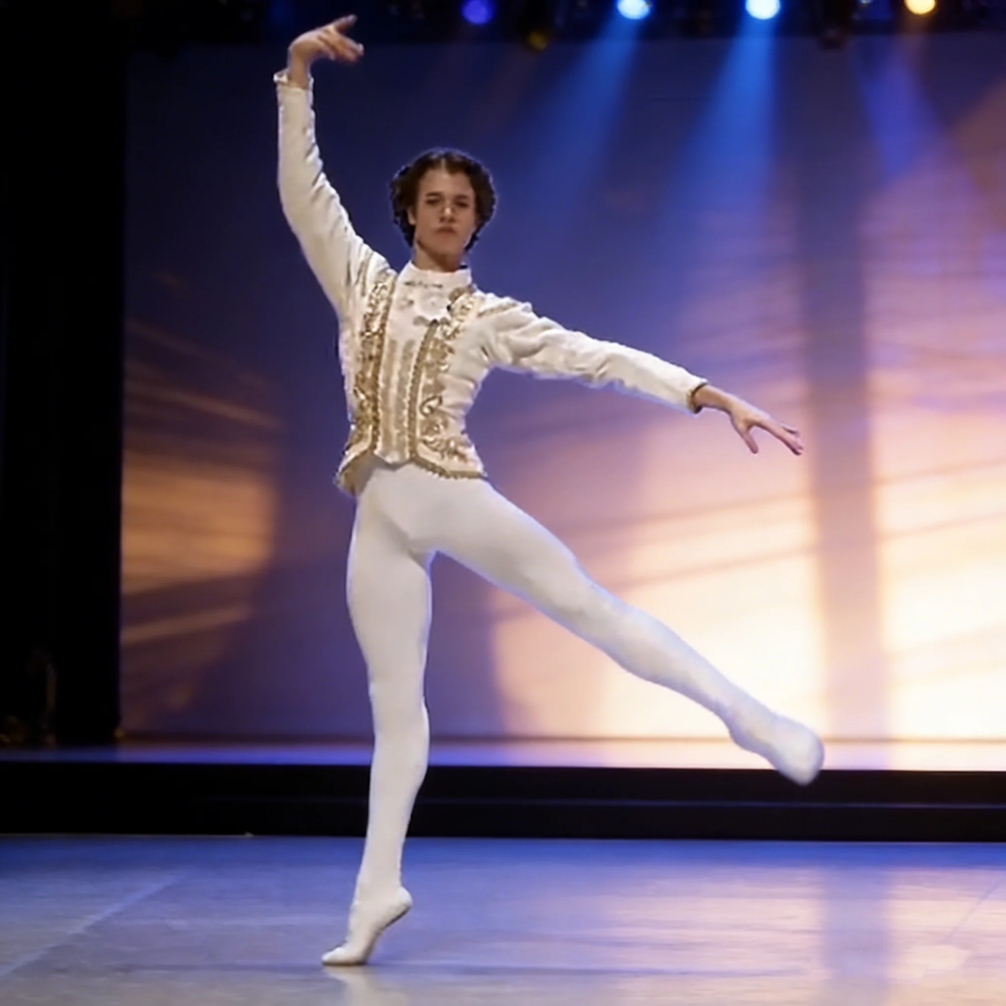 Swan Lake Man White and Golden Velvet Ballet Jacket,Fairy Prince Dance Costumes Male Ballet Suit Dance Top Coat Dance Clothes