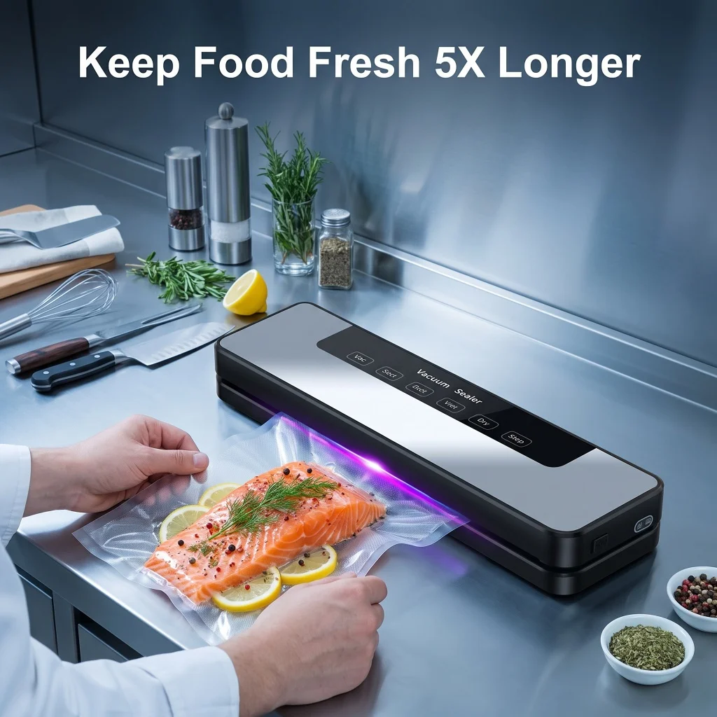Vacuum Sealer Machine US Plug 110V Automatic Vacuum Sealing Machine With Purple Light Sterilization Dry Wet Oil Powder Food Sealer 30cm Sealing Width With External Pump Tube Comes With 30Pcs 20x30cm Textured Bags for Food Preservation