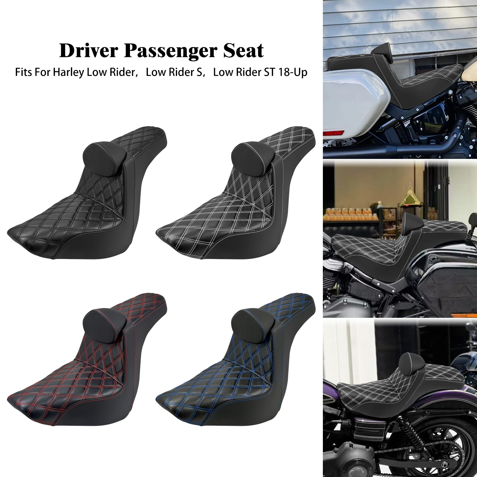 Motorcycle Two-Up Seat With Backrest Cushions Front Rear Driver Passenger Seat For Harley Softail Low Rider FXLRST FXLRS 2018-Up