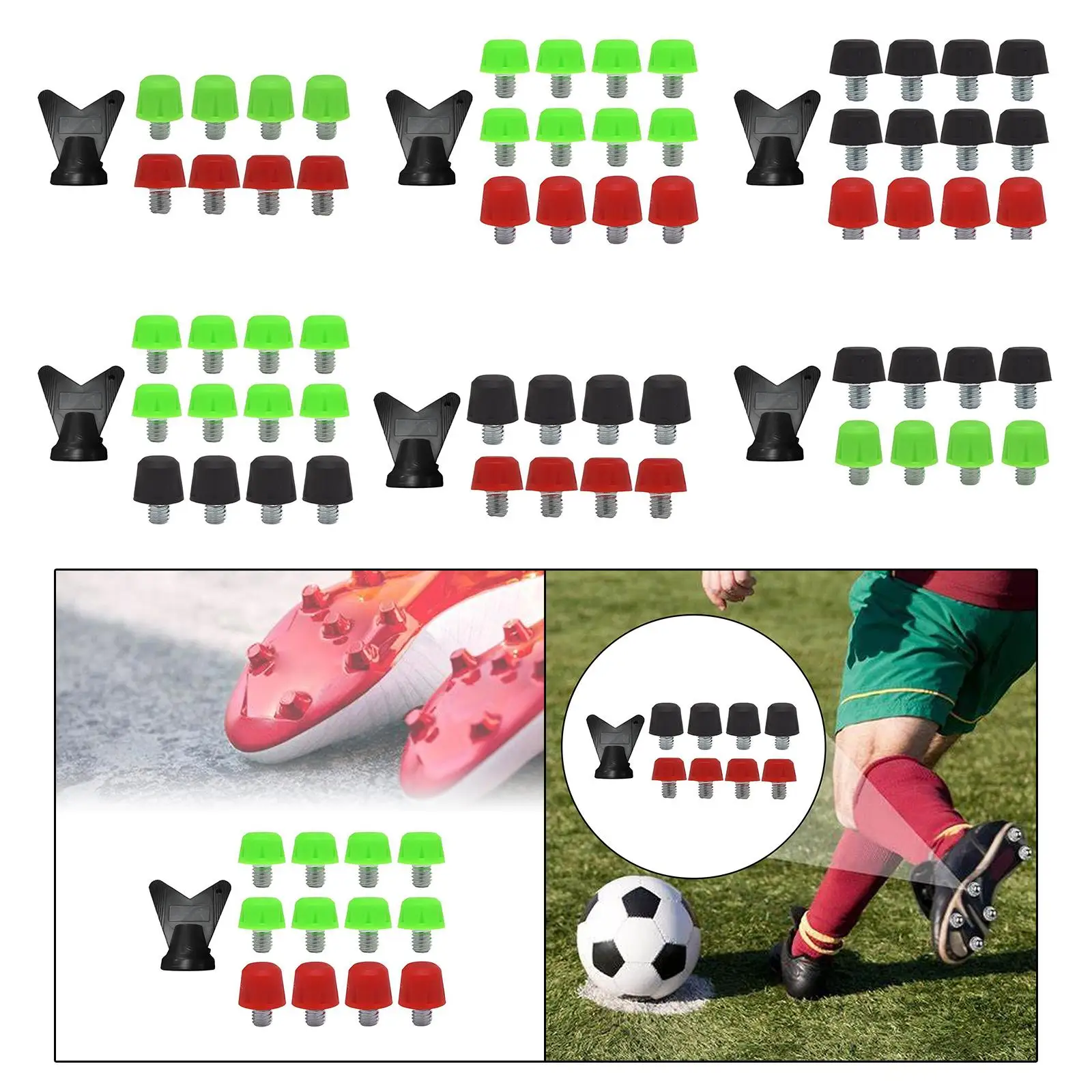 

12Pcs Football Shoe Spikes Track Shoes Accessories Replacement with Wrench Lightweight Player Soccer Shoe Spikes for Sports